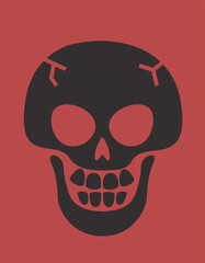 Scary skull in black flat style. Halloween design element.
