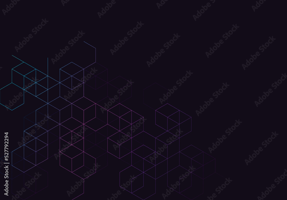 Poster blockchain concept banner with abstract geometric polygonal with connecting dots and lines. science 
