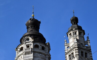 Türme am neuen Rathaus in Leipzig