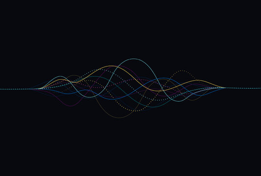 Wave lines flowing dynamic. Artificial intelligence deep learning visualization networks concept for AI, music, sound. Vector illustration