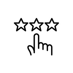 User giving review. Finger tapping on stars. Pixel perfect, editable stroke line icon