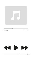 Fototapeta premium Vector illustration of music player. Playlist, play buttons, rewind, next, previous, volume slider. Songs, sound, speech. Media concept. Vector line icon for Business and Advertising