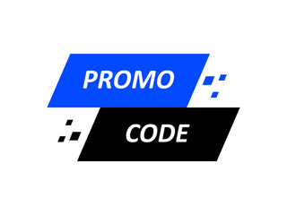 Vector illustration of banner with promo code text. Black and blue button. Special code to receive a discount. Vector line icon for Business and Advertising