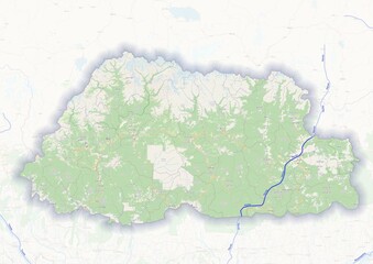 Bhutan physical map with important rivers the capital and big cities