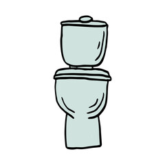 toilet bowl doodle icon, toilet seat cartoon vector