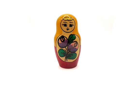 Traditional Russian doll on white isolated background.