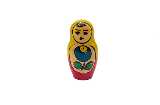 Traditional Russian doll on white isolated background.