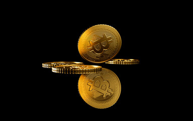 Dropping bitcoin on the reflecting floor.