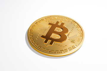 Close up Bitcoin on the white paper