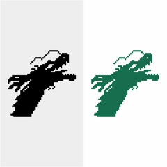Japanese anime dragon character pixel design that can be used as a symbol or printed on t-shirts