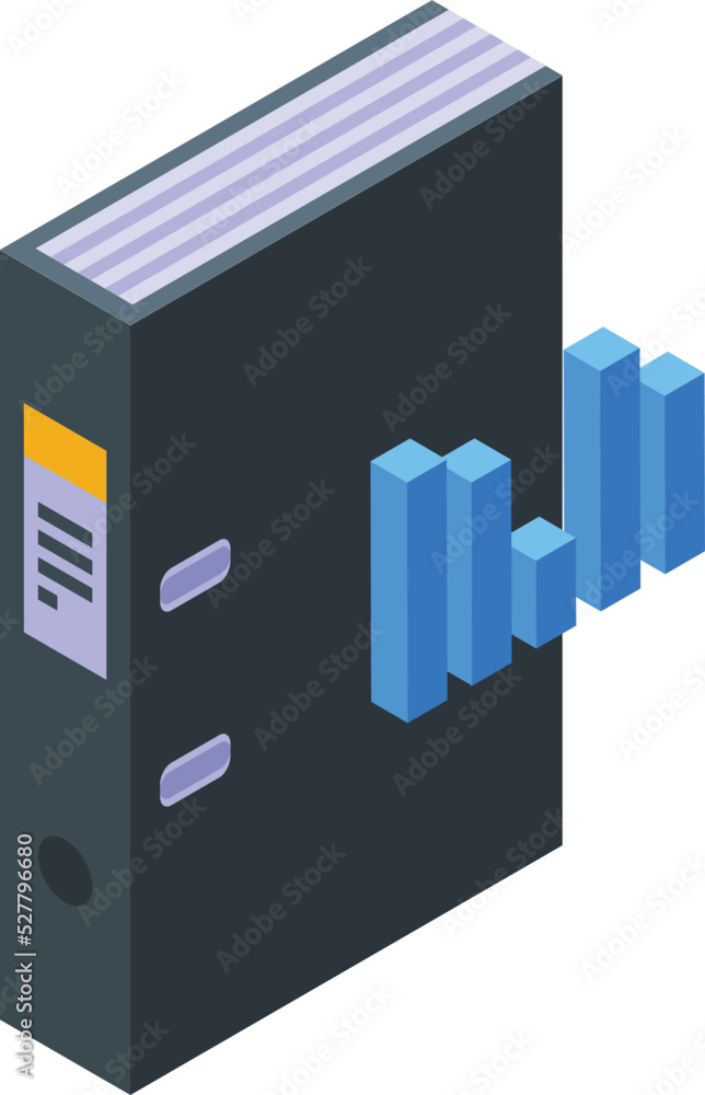 Poster digital folder icon isometric vector. study case. success data