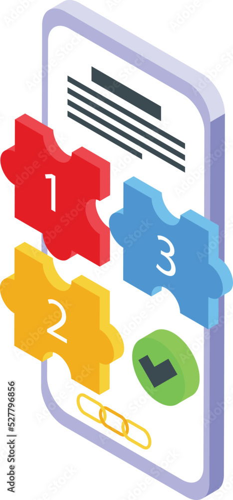 Poster puzzle case icon isometric vector. business study. learn data