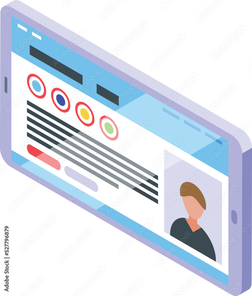Poster digital case icon isometric vector. data success. study research
