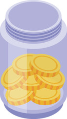 Coin money jar icon isometric vector. Global tour. Globe travel