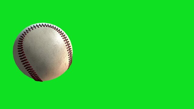 baseball turning on itself isolated on green screen - Ready to chroma key - 3D loop animation broadcast