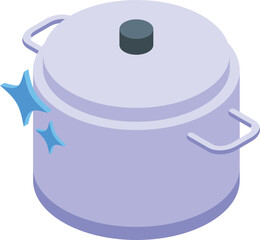Clean saucepan icon isometric vector. Liquid detergent. Dishwasher soap