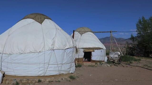 Traditional Kyrgyz Yurt Camp On The Shore Of Issyk Kul, Kyrgyzstan