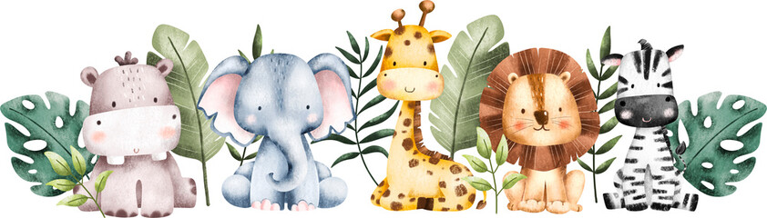 Watercolor Illustration Safari Animals © Stella
