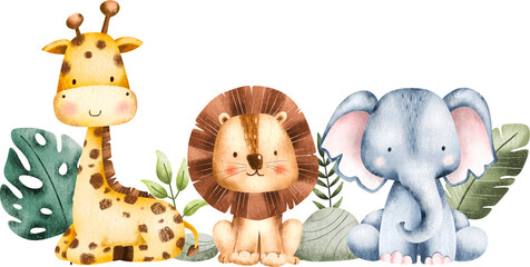 Watercolor Illustration Safari Animals © Stella