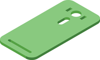 Green smartphone case icon isometric vector. Phone cover. Smart hard