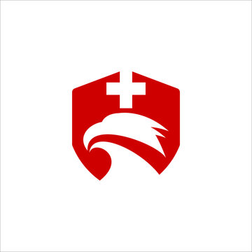 shield and medical logo design vector sign