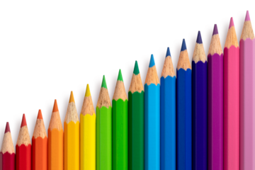 Color pencils diagonal isolated on background. Close up.