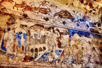 Wunderschöne Fresken in Amman Jordanien 