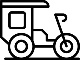 Rickshaw icon outline vector. Trishaw bike. Old tricycle