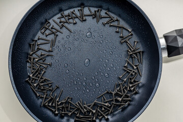 Creative representation of the properties of a modern non-stick frying pan coating