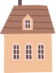 Small tiny house hand drawn illustration. Cute home. Paper cut style. Flat design.