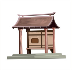 Ancient japan culture objects japanese japanese alcove, canopy, small architectural form, stopping place.Japan vector set collection © Andrey