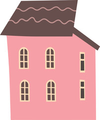 Tiny house hand drawn illustration. Cute home. Paper cut style. Flat design. Home facade
