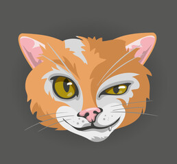 Red Cats head face emoticon vector illustration