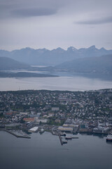 Naklejka premium panoramical view of the city of Tromso in northern Norway