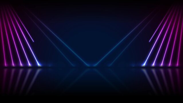 Blue ultraviolet neon laser rays technology background