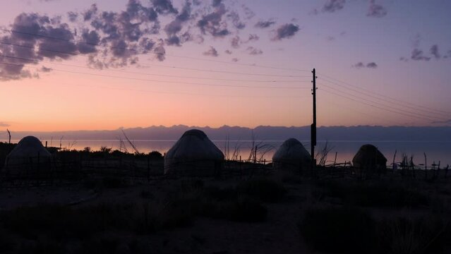 Traditional Kyrgyz Yurt Camp On The Shore Of Issyk Kul, Kyrgyzstan