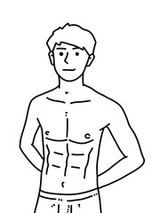 black and white of cute man cartoon for coloring