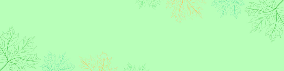 Fototapeta premium Autumn background with contour leaves for the site header. Vector light green background for the beginning of autumn