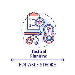 Tactical planning concept icon. Small steps to success. Business strategy type abstract idea thin line illustration. Isolated outline drawing. Editable stroke. Arial, Myriad Pro-Bold fonts used
