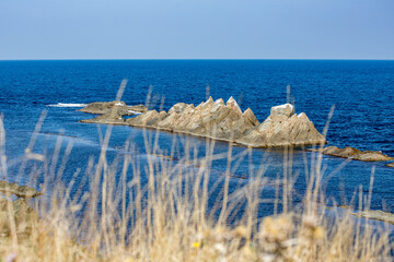 Fototapeta na wymiar By the sea, Black Sea, Bulgaria. Rocks in the blue water
