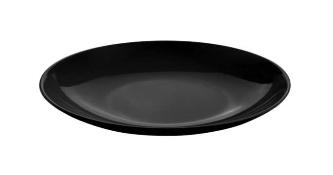 empty black plate isolated on transparent png
