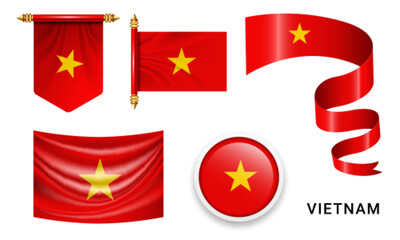 Vector set of the national flag of Vietnam in various creative designs