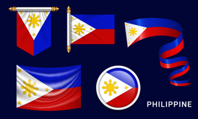 Vector set of the national flag of Philippines in various creative designs