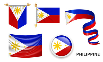 Vector set of the national flag of Philippines in various creative designs
