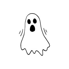 Hand drawn doodle ghost. Vector cute halloween spirit. Outline.