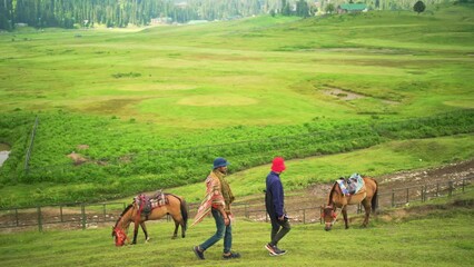 Traveler enjoy in Himalayan Mountains Gulmarg, Jammu and Kashmir, India.