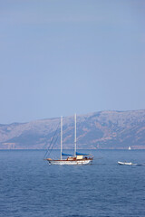 Sailing boat and beautiful Adriatic sea landscape in Croatia.