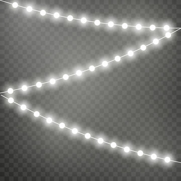Christmas lights isolated realistic design elements. Garland decorations.	