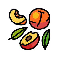 juicy peach cut color icon vector. juicy peach cut sign. isolated symbol illustration