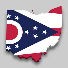 3d isometric Map of Ohio is a state of United States